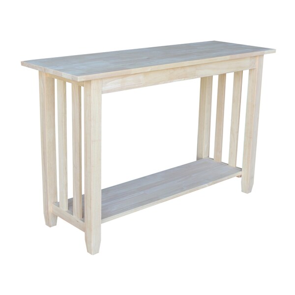 International Concepts Rectangle Mission Console Or Sofa Table, 48 in W, 16 in L, 30 in H, Wood, Unfinished - BJ6S