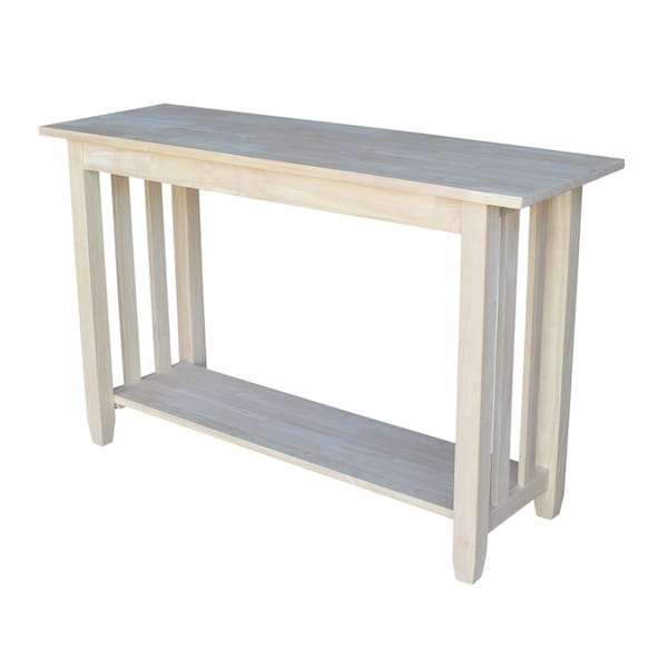 International Concepts Rectangle Mission Console Or Sofa Table, 48 in W, 16 in L, 30 in H, Wood, Unfinished - BJ6S