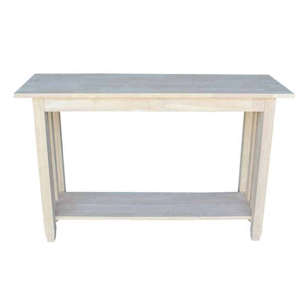 International Concepts Rectangle Mission Console Or Sofa Table, 48 in W, 16 in L, 30 in H, Wood, Unfinished - BJ6S