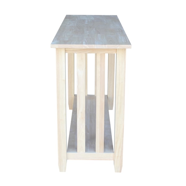 International Concepts Rectangle Mission Console Or Sofa Table, 48 in W, 16 in L, 30 in H, Wood, Unfinished - BJ6S
