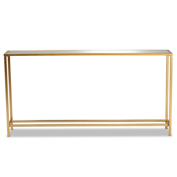 Baxton Studio Alessa Modern and Contemporary Glam Gold Finished Metal and Mirrored Glass Console Table - 177-11191-ZORO