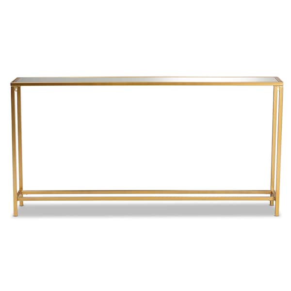 Baxton Studio Alessa Modern and Contemporary Glam Gold Finished Metal and Mirrored Glass Console Table - 177-11191-ZORO