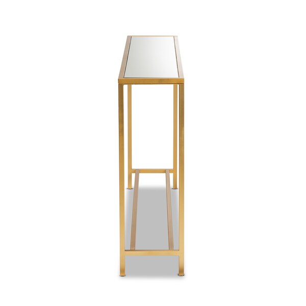 Baxton Studio Alessa Modern and Contemporary Glam Gold Finished Metal and Mirrored Glass Console Table - 177-11191-ZORO