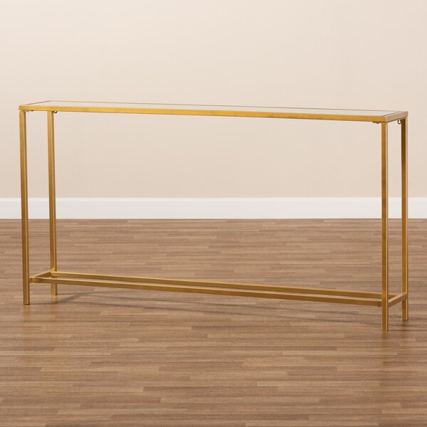 Baxton Studio Alessa Modern and Contemporary Glam Gold Finished Metal and Mirrored Glass Console Table - 177-11191-ZORO