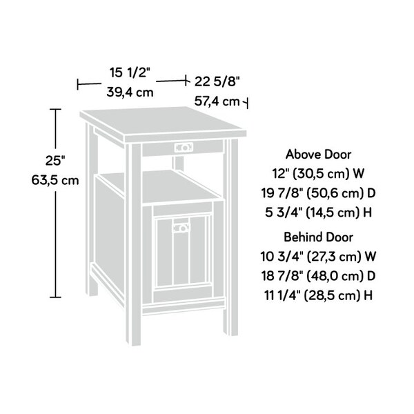 Sauder 15.51 in W X 22.6 in L X 25 in H - 427889