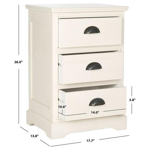 Safavieh Griffin 3 Drawer Side Table- White - 26.75 x 13.75 x 17.75 in. - AMH5717C