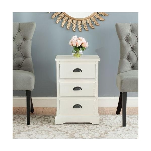 Safavieh Griffin 3 Drawer Side Table- White - 26.75 x 13.75 x 17.75 in. - AMH5717C