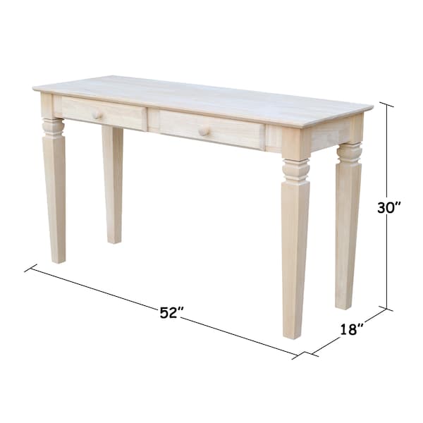 International Concepts Rectangle Java Console Table Includes 2 Drawers, 52 in W, 18 in L, 30 in H, Wood, Unfinished - OT-60S2