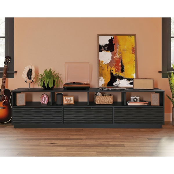 Sauder Morgan Main 80 in. Credenza Black A2 , Accommodates up to an 85 in. TV weighing 135 lbs - 433735