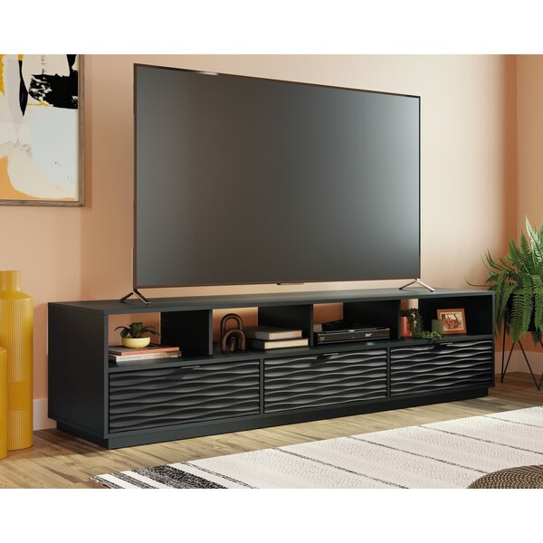 Sauder Morgan Main 80 in. Credenza Black A2 , Accommodates up to an 85 in. TV weighing 135 lbs - 433735