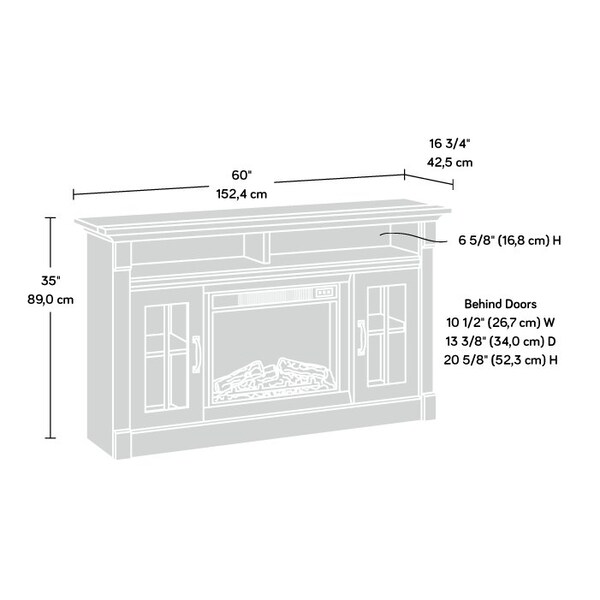 Sauder Media Fireplace Vo , Accommodates up to a 65 in. TV weighing 70 lbs - 427377