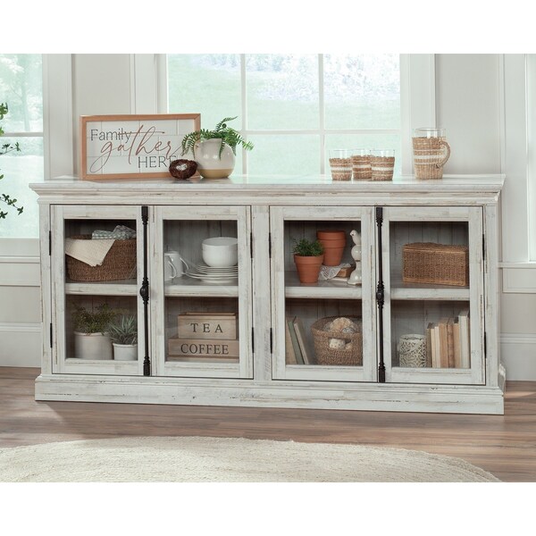 Sauder Barrister Lane Storage Credenza Wp A2 , Accommodates up to an 80 in. TV weighing 95 lbs - 433954