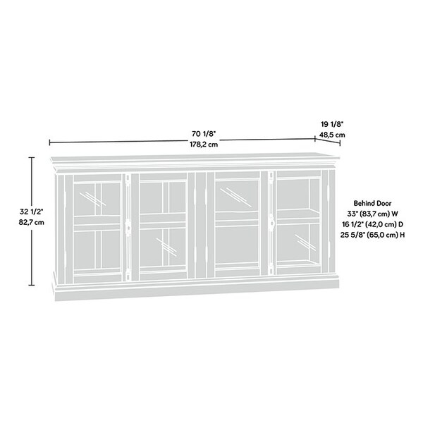 Sauder Barrister Lane Storage Credenza Wp A2 , Accommodates up to an 80 in. TV weighing 95 lbs - 433954