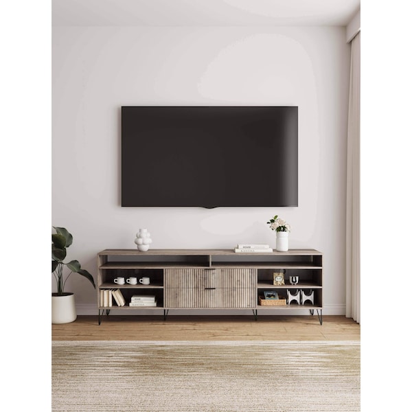 Manhattan Comfort DUMBO 85in TV Stand in Golden Brown - TV002-GB