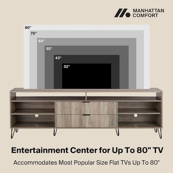 Manhattan Comfort DUMBO 85in TV Stand in Golden Brown - TV002-GB