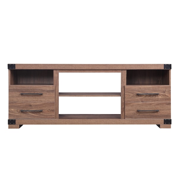 Manhattan Comfort Richmond 60" TV Stand with 2 Drawers and 4 Shelves in Brown - TVFP1-BR