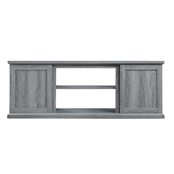 Manhattan Comfort Franklin 60" TV Stand with 2 Doors and Open Shelves in Grey - TVFP3-GY