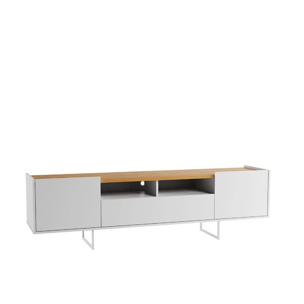 Manhattan Comfort Winston 70.86 TV Stand with 6 Shelves in White and Cinnamon - 223851