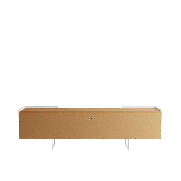 Manhattan Comfort Winston 70.86 TV Stand with 6 Shelves in White and Cinnamon - 223851
