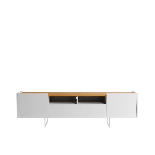 Manhattan Comfort Winston 70.86 TV Stand with 6 Shelves in White and Cinnamon - 223851