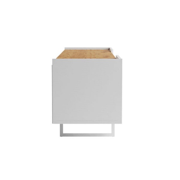 Manhattan Comfort Winston 70.86 TV Stand with 6 Shelves in White and Cinnamon - 223851