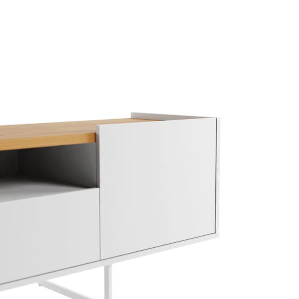 Manhattan Comfort Winston 70.86 TV Stand with 6 Shelves in White and Cinnamon - 223851
