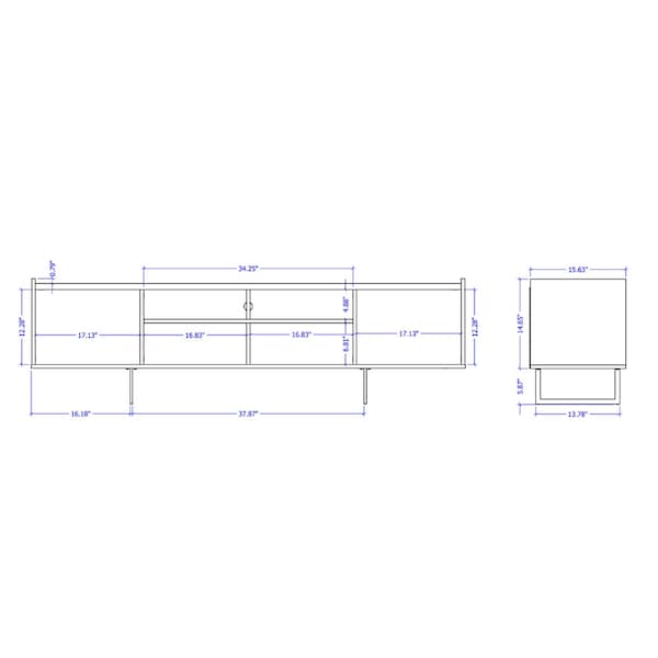 Manhattan Comfort Winston 70.86 TV Stand with 6 Shelves in White and Cinnamon - 223851