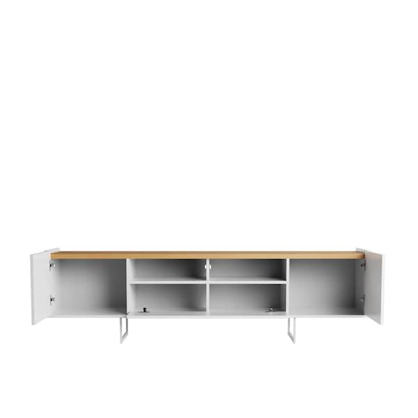 Manhattan Comfort Winston 70.86 TV Stand with 6 Shelves in White and Cinnamon - 223851