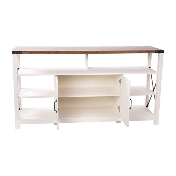 Flash Furniture 60" White/Rustic TV Stand with Storage Shelves - ZG-025-WH-GG