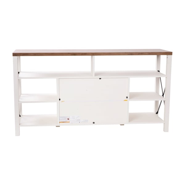 Flash Furniture 60" White/Rustic TV Stand with Storage Shelves - ZG-025-WH-GG