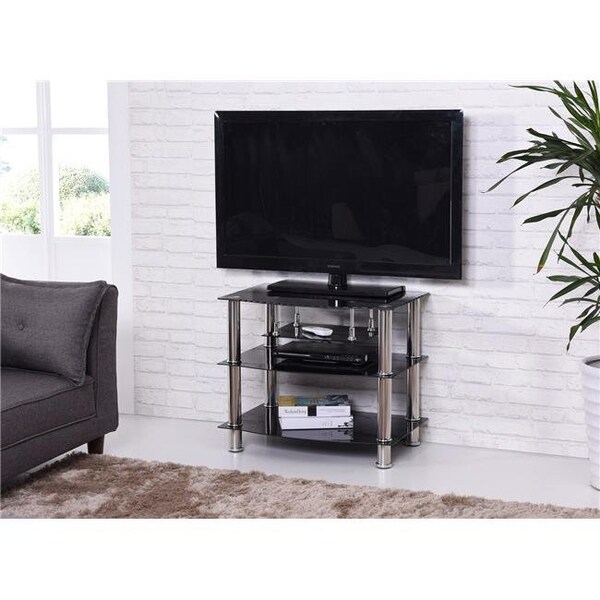 Hodedah Hodedah Hitv4 Four Shelf Glass TV Stand with Mount - HITV4