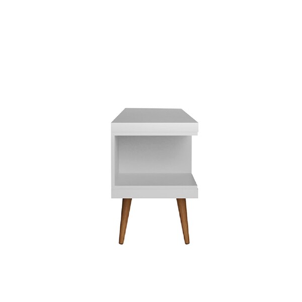 Manhattan Comfort Utopia 53.14" TV Stand with Splayed Wooden Legs and 4 Shelves in White - 19654