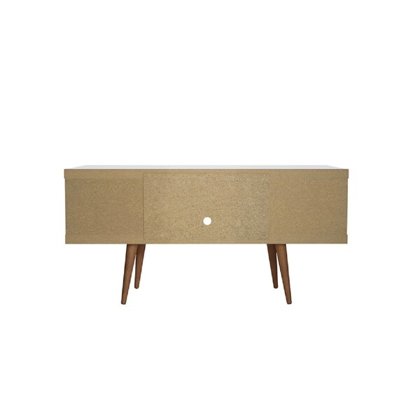 Manhattan Comfort Utopia 53.14" TV Stand with Splayed Wooden Legs and 4 Shelves in White - 19654