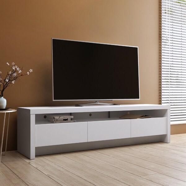 Manhattan Comfort Sylvan 70.86" TV Stand with 3-Drawers in White - 224053