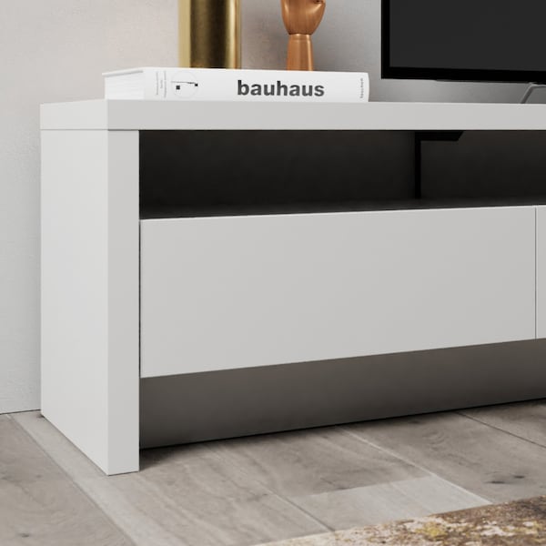 Manhattan Comfort Sylvan 70.86" TV Stand with 3-Drawers in White - 224053