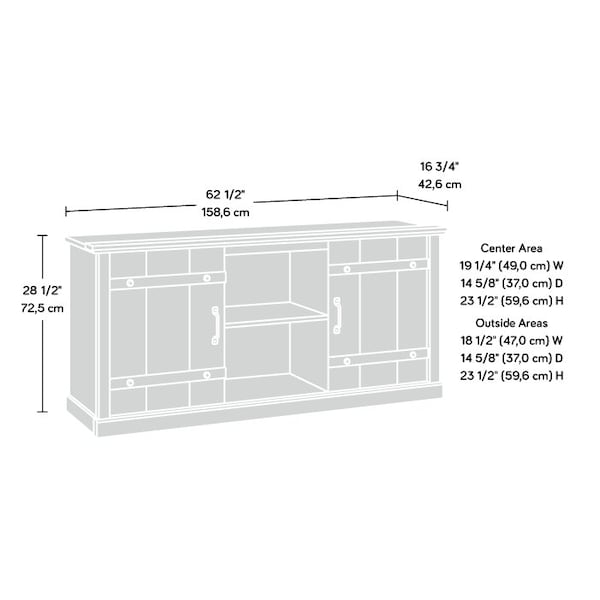 Sauder Entertainment  Credenza Pp , Accommodates up to a 70 in. TV weighing 95 lbs - 435105