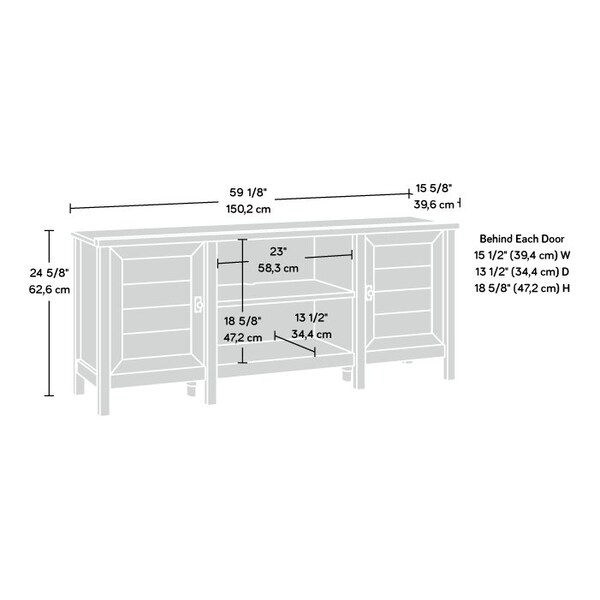 Sauder Cottage Road 59 in. Credenza Gw/lo Top , Accommodates up to a 65 in. TV weighing 70 lbs - 431260