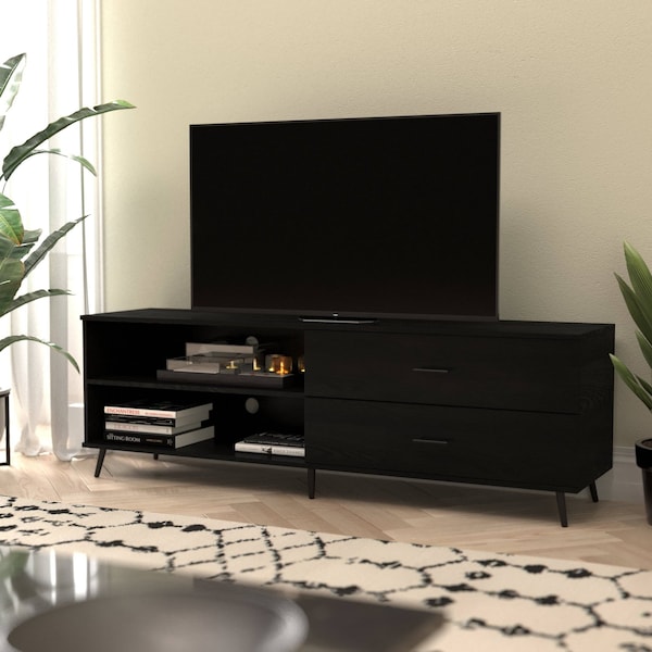 Flash Furniture 60" Black TV Stand with Shelf and Storage Drawers - ZG-028-BK-GG