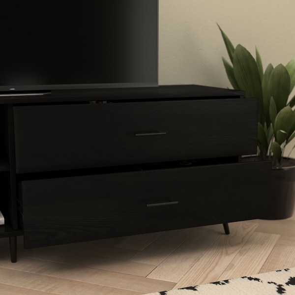 Flash Furniture 60" Black TV Stand with Shelf and Storage Drawers - ZG-028-BK-GG