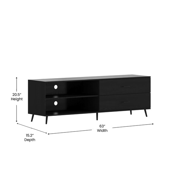 Flash Furniture 60" Black TV Stand with Shelf and Storage Drawers - ZG-028-BK-GG