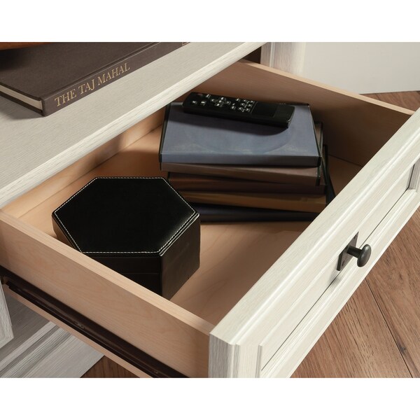 Sauder Palladia Corner Enter Cred Gl Oak A2 , Accommodates up to a 60 in. TV weighing 95 lbs - 432727