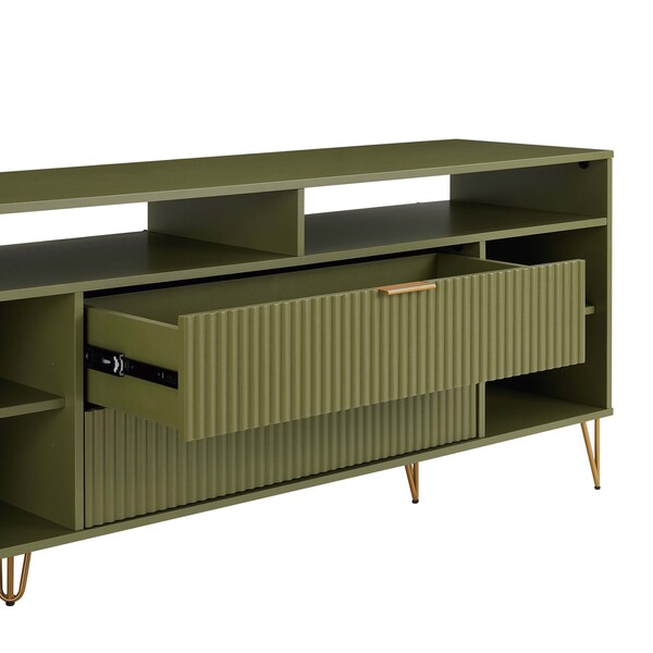 Manhattan Comfort DUMBO 63in TV Stand in Olive Green - TV001-OG
