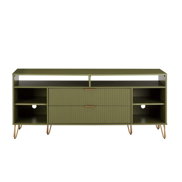 Manhattan Comfort DUMBO 63in TV Stand in Olive Green - TV001-OG