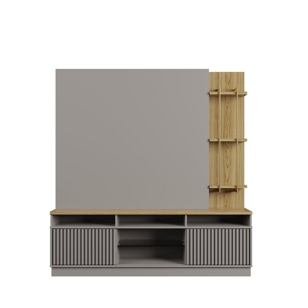 Manhattan Comfort Pomander 71.49 Free Standing Entertainment Center in Grey Gloss - 402251