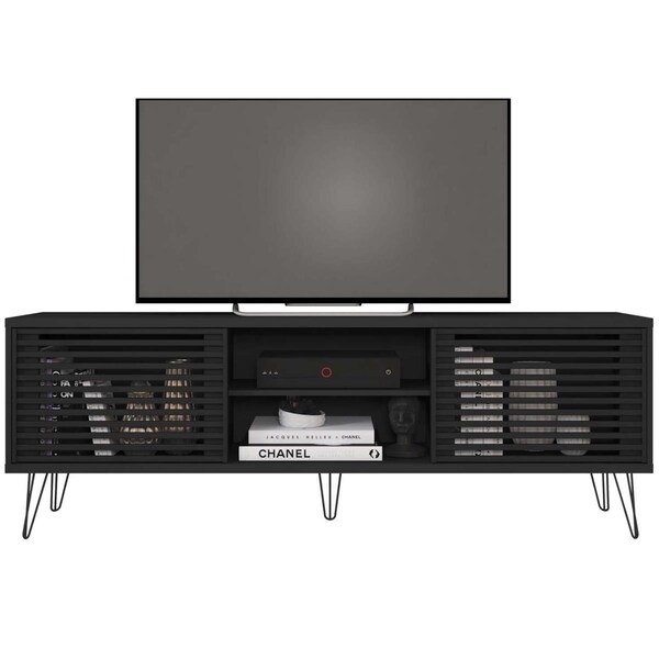 Personal Computerme Frizz Mid-Century Modern TV Stand for Up to 70 in. TV, Black - PE2536543
