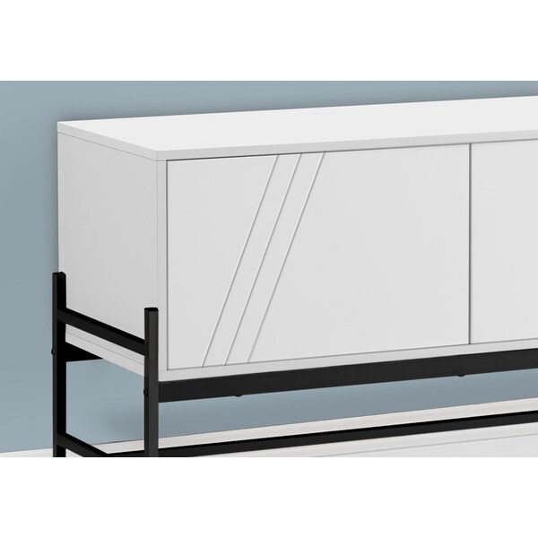 Monarch Specialties Tv Stand, 60 Inch, Console, Storage Cabinet, Living Room, Bedroom, White Laminate - I 2738
