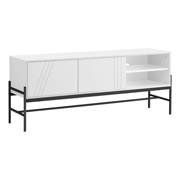 Monarch Specialties Tv Stand, 60 Inch, Console, Storage Cabinet, Living Room, Bedroom, White Laminate - I 2738