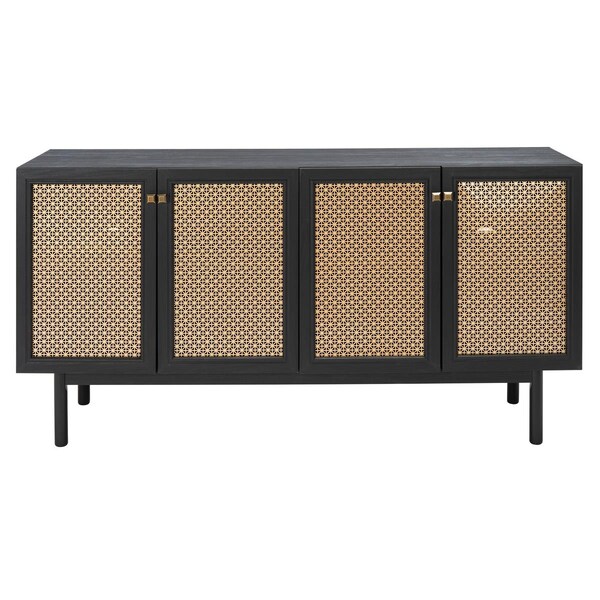 Safavieh Piran 4 Door 2 Shelf Media Stand, Black & Gold - MED9611B-2BX
