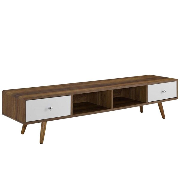 Modway Furniture 70 in. Transmit Media Console Wood TV Stand, Walnut White - EEI-3302-WAL-WHI