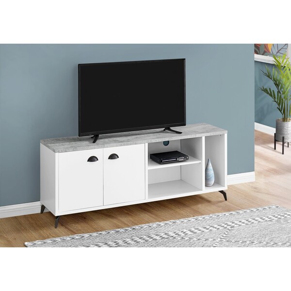 Monarch Specialties Tv Stand, 60 Inch, Console, Storage Cabinet, Living Room, Bedroom, Laminate, Grey - I 2841